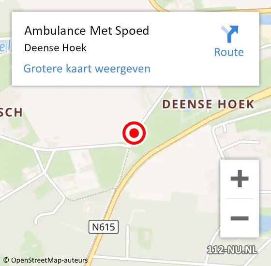 Locatie op kaart van de 112 melding: Ambulance Met Spoed Naar Deense Hoek op 24 januari 2015 20:49