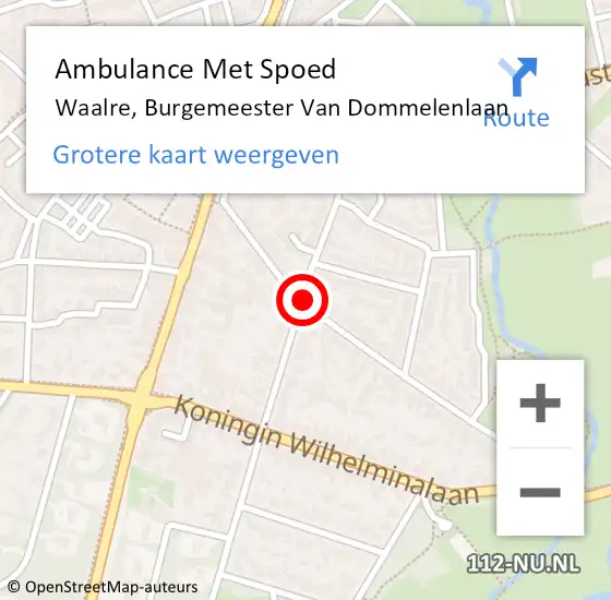 Locatie op kaart van de 112 melding: Ambulance Met Spoed Naar Waalre, Burgemeester Van Dommelenlaan op 24 januari 2015 21:04