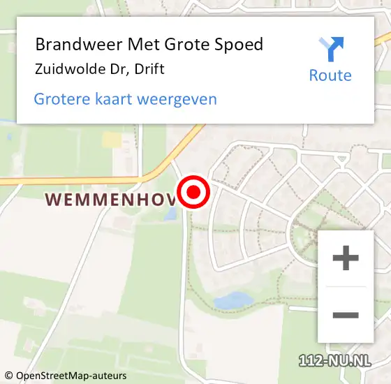 Locatie op kaart van de 112 melding: Brandweer Met Grote Spoed Naar Zuidwolde Dr, Drift op 24 januari 2015 22:01