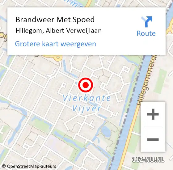 Locatie op kaart van de 112 melding: Brandweer Met Spoed Naar Hillegom, Albert Verweijlaan op 24 januari 2015 22:38