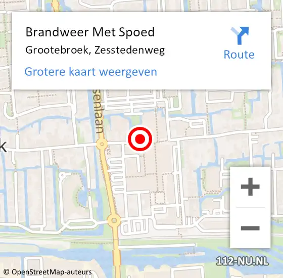 Locatie op kaart van de 112 melding: Brandweer Met Spoed Naar Grootebroek, Zesstedenweg op 24 januari 2015 22:47