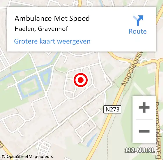 Locatie op kaart van de 112 melding: Ambulance Met Spoed Naar Haelen, Gravenhof op 24 januari 2015 22:51