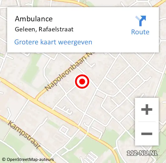 Locatie op kaart van de 112 melding: Ambulance Geleen, Rafaelstraat op 24 januari 2015 23:03