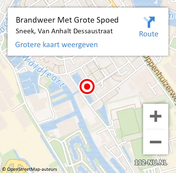 Locatie op kaart van de 112 melding: Brandweer Met Grote Spoed Naar Sneek, Van Anhalt Dessaustraat op 28 oktober 2013 11:59