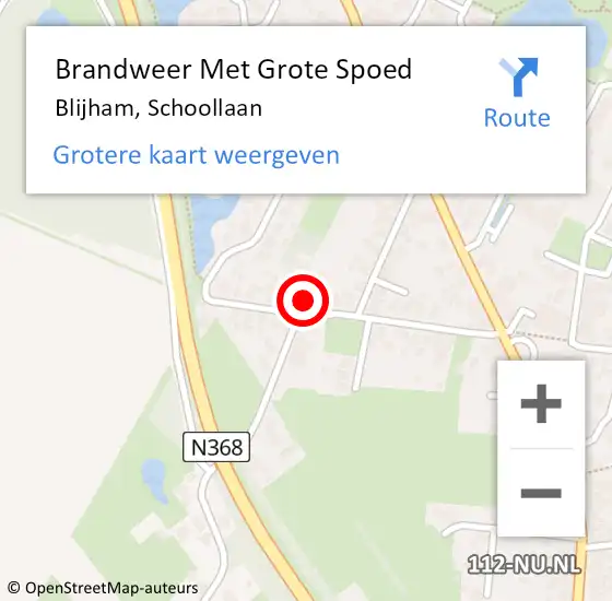 Locatie op kaart van de 112 melding: Brandweer Met Grote Spoed Naar Blijham, Schoollaan op 24 januari 2015 23:56