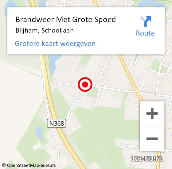 Locatie op kaart van de 112 melding: Brandweer Met Grote Spoed Naar Blijham, Schoollaan op 25 januari 2015 00:11