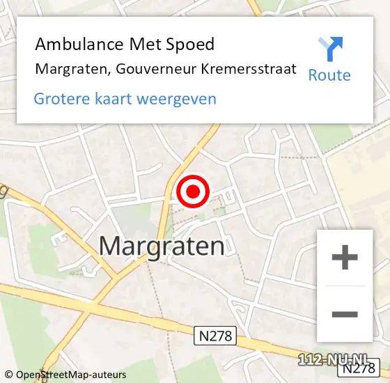 Locatie op kaart van de 112 melding: Ambulance Met Spoed Naar Margraten, Gouverneur Kremersstraat op 25 januari 2015 00:39