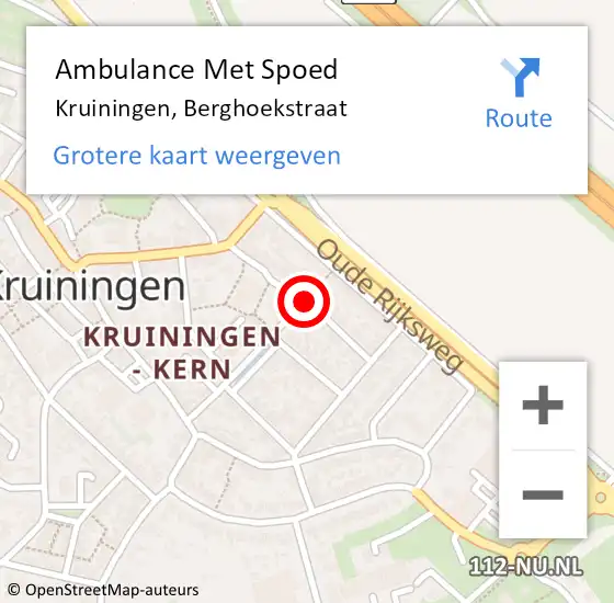 Locatie op kaart van de 112 melding: Ambulance Met Spoed Naar Kruiningen, Berghoekstraat op 25 januari 2015 00:43