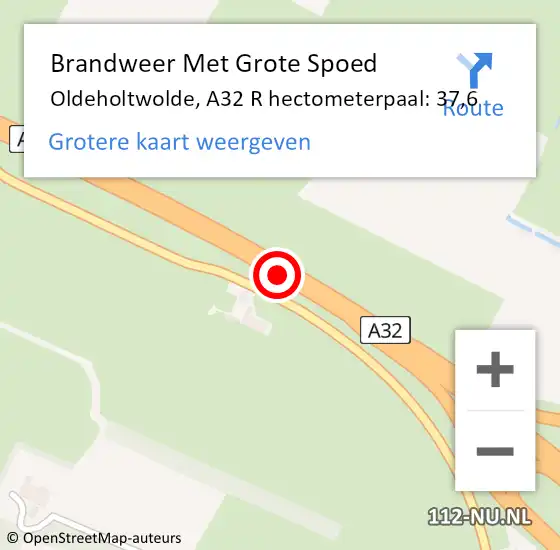 Locatie op kaart van de 112 melding: Brandweer Met Grote Spoed Naar Oldeholtwolde, A32 L hectometerpaal: 38,0 op 25 januari 2015 00:44