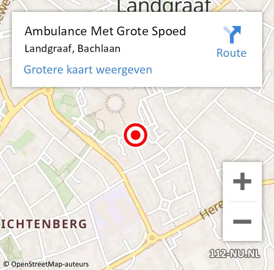 Locatie op kaart van de 112 melding: Ambulance Met Grote Spoed Naar Landgraaf, Bachlaan op 25 januari 2015 00:48