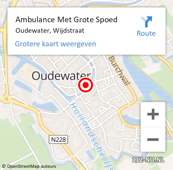 Locatie op kaart van de 112 melding: Ambulance Met Grote Spoed Naar Oudewater, Wijdstraat op 25 januari 2015 01:02