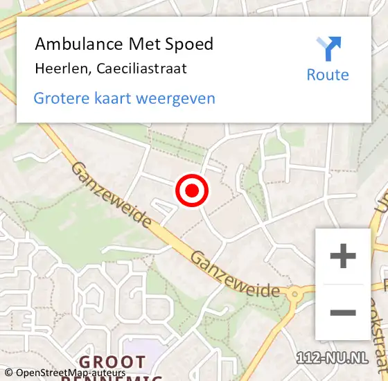 Locatie op kaart van de 112 melding: Ambulance Met Spoed Naar Heerlen, Caeciliastraat op 25 januari 2015 01:02