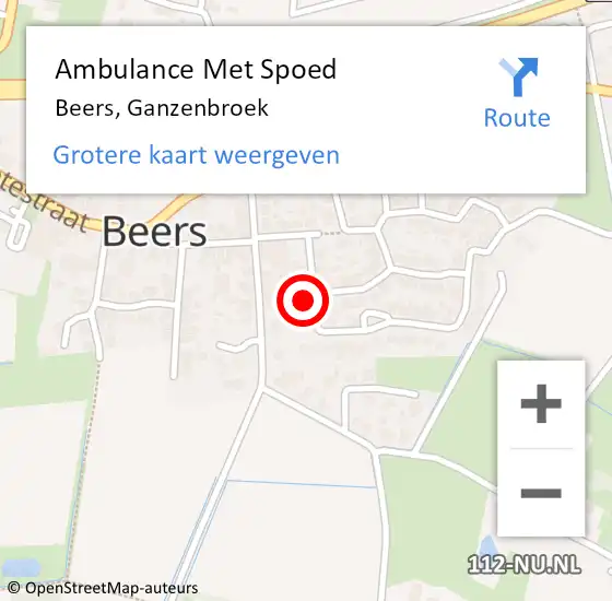 Locatie op kaart van de 112 melding: Ambulance Met Spoed Naar Beers, Ganzenbroek op 25 januari 2015 02:14