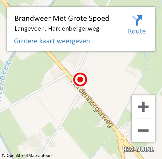 Locatie op kaart van de 112 melding: Brandweer Met Grote Spoed Naar Langeveen, Hardenbergerweg op 25 januari 2015 02:20