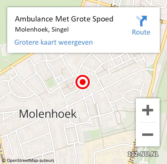 Locatie op kaart van de 112 melding: Ambulance Met Grote Spoed Naar Molenhoek, Singel op 25 januari 2015 03:23