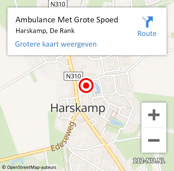 Locatie op kaart van de 112 melding: Ambulance Met Grote Spoed Naar Harskamp, De Rank op 25 januari 2015 03:47