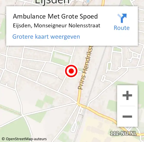 Locatie op kaart van de 112 melding: Ambulance Met Grote Spoed Naar Eijsden, Monseigneur Nolensstraat op 25 januari 2015 04:49