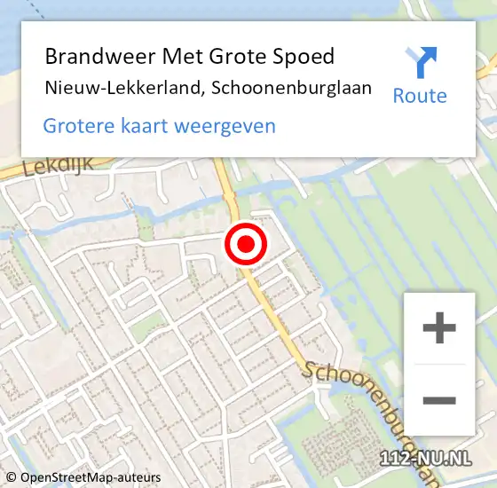 Locatie op kaart van de 112 melding: Brandweer Met Grote Spoed Naar Nieuw-Lekkerland, Schoonenburglaan op 25 januari 2015 04:52