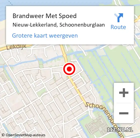 Locatie op kaart van de 112 melding: Brandweer Met Spoed Naar Nieuw-Lekkerland, Schoonenburglaan op 25 januari 2015 04:58