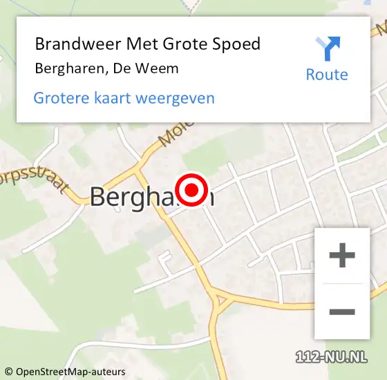 Locatie op kaart van de 112 melding: Brandweer Met Grote Spoed Naar Bergharen, De Weem op 25 januari 2015 05:33