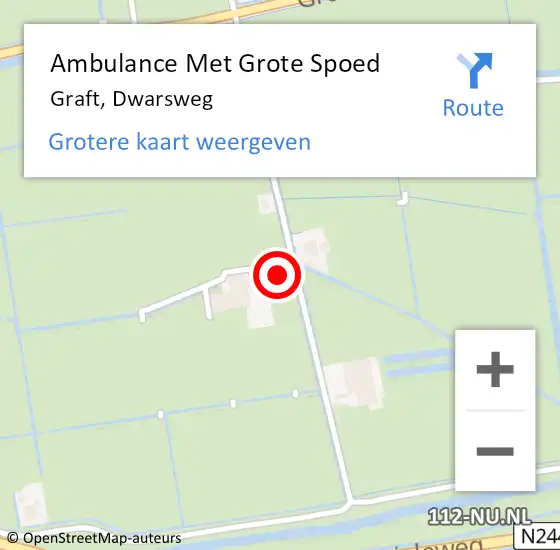 Locatie op kaart van de 112 melding: Ambulance Met Grote Spoed Naar Graft, Dwarsweg op 25 januari 2015 06:08