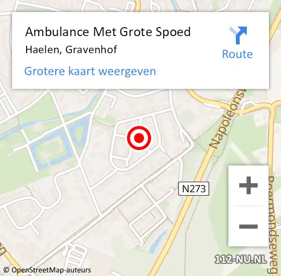 Locatie op kaart van de 112 melding: Ambulance Met Grote Spoed Naar Haelen, Gravenhof op 25 januari 2015 08:08