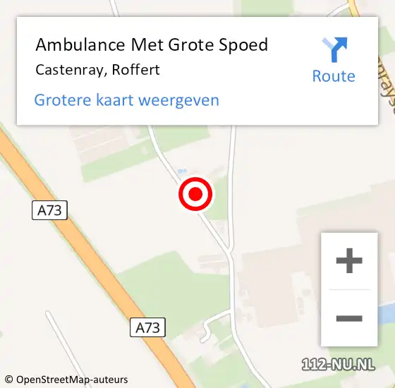 Locatie op kaart van de 112 melding: Ambulance Met Grote Spoed Naar Castenray, Roffert op 25 januari 2015 08:38