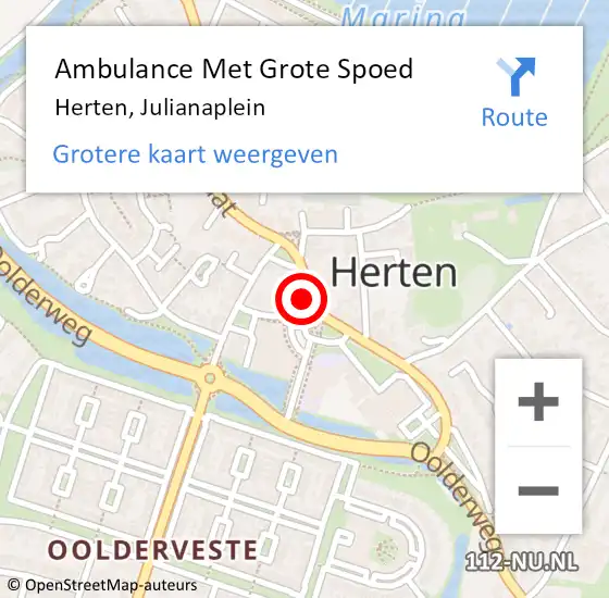 Locatie op kaart van de 112 melding: Ambulance Met Grote Spoed Naar Herten, Julianaplein op 25 januari 2015 08:46