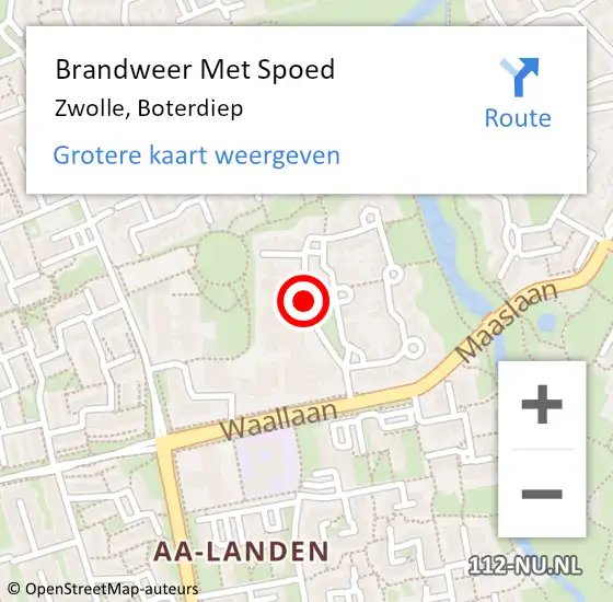 Locatie op kaart van de 112 melding: Brandweer Met Spoed Naar Zwolle, Boterdiep op 28 oktober 2013 12:05