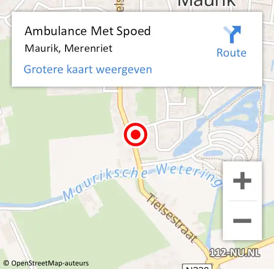 Locatie op kaart van de 112 melding: Ambulance Met Spoed Naar Maurik, Merenriet op 25 januari 2015 09:04