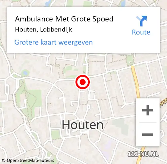 Locatie op kaart van de 112 melding: Ambulance Met Grote Spoed Naar Houten, Lobbendijk op 25 januari 2015 09:07