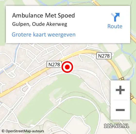 Locatie op kaart van de 112 melding: Ambulance Met Spoed Naar Gulpen, Oude Akerweg op 25 januari 2015 09:12