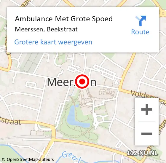 Locatie op kaart van de 112 melding: Ambulance Met Grote Spoed Naar Meerssen, Beekstraat op 25 januari 2015 09:22