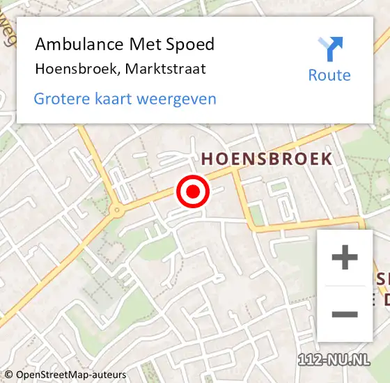 Locatie op kaart van de 112 melding: Ambulance Met Spoed Naar Hoensbroek, Marktstraat op 25 januari 2015 09:40