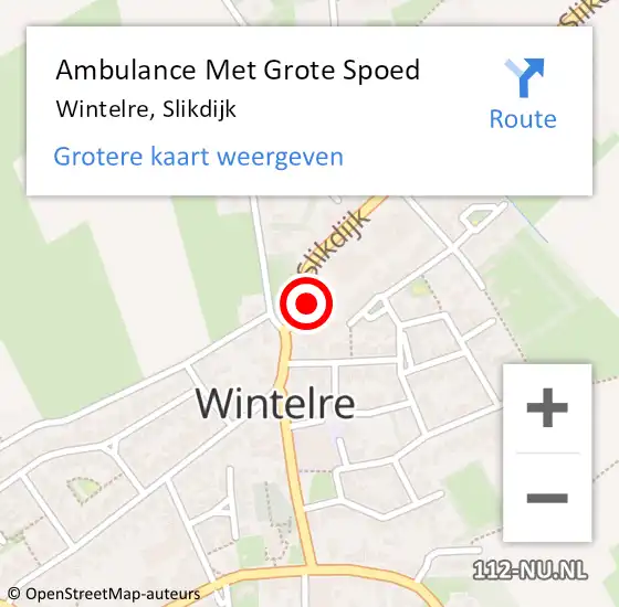 Locatie op kaart van de 112 melding: Ambulance Met Grote Spoed Naar Wintelre, Slikdijk op 25 januari 2015 10:09