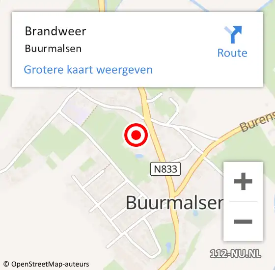 Locatie op kaart van de 112 melding: Brandweer Buurmalsen op 25 januari 2015 10:24