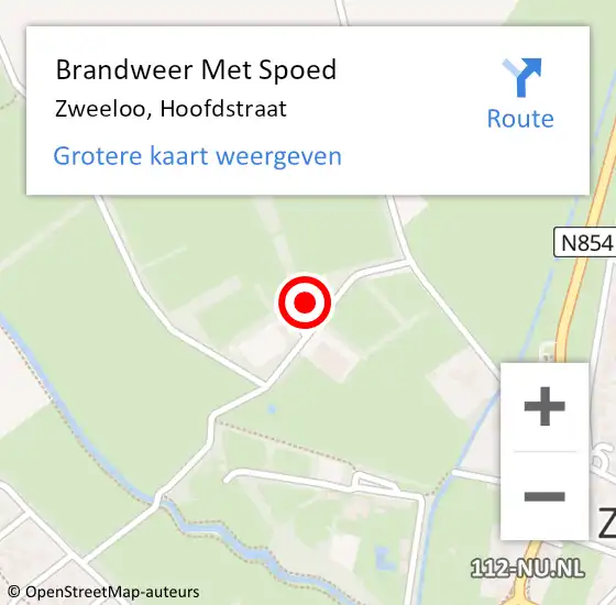 Locatie op kaart van de 112 melding: Brandweer Met Spoed Naar Zweeloo, Hoofdstraat op 25 januari 2015 10:34