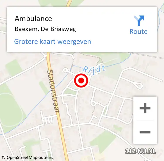 Locatie op kaart van de 112 melding: Ambulance Baexem, De Briasweg op 25 januari 2015 10:53