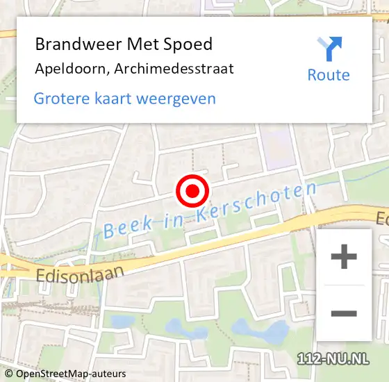 Locatie op kaart van de 112 melding: Brandweer Met Spoed Naar Apeldoorn, Archimedesstraat op 28 oktober 2013 12:06