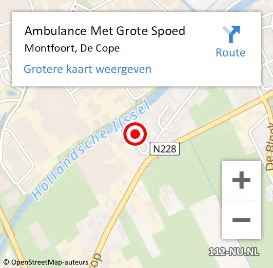 Locatie op kaart van de 112 melding: Ambulance Met Grote Spoed Naar Montfoort, De Cope op 25 januari 2015 10:57