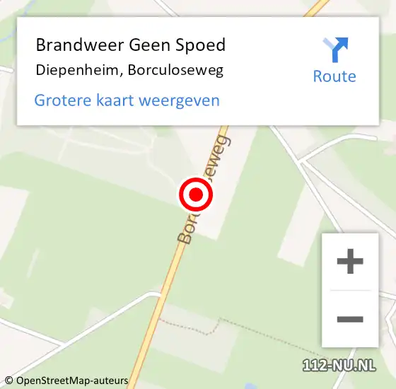 Locatie op kaart van de 112 melding: Brandweer Geen Spoed Naar Diepenheim, Borculoseweg op 28 oktober 2013 12:06