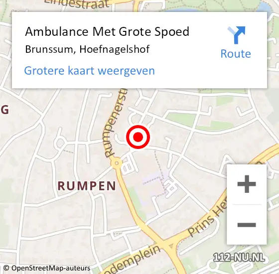 Locatie op kaart van de 112 melding: Ambulance Met Grote Spoed Naar Brunssum, Hoefnagelshof op 25 januari 2015 10:58