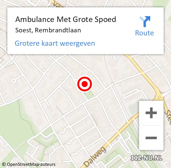 Locatie op kaart van de 112 melding: Ambulance Met Grote Spoed Naar Soest, Rembrandtlaan op 25 januari 2015 11:06