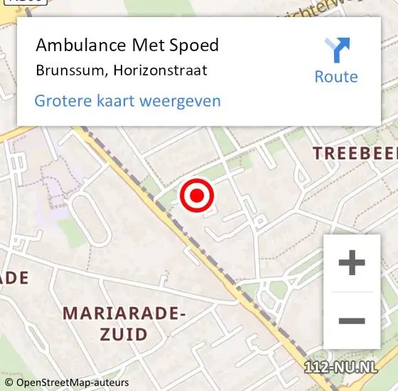 Locatie op kaart van de 112 melding: Ambulance Met Spoed Naar Brunssum, Horizonstraat op 25 januari 2015 11:29