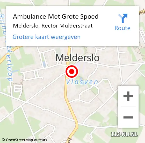 Locatie op kaart van de 112 melding: Ambulance Met Grote Spoed Naar Melderslo, Rector Mulderstraat op 25 januari 2015 11:42