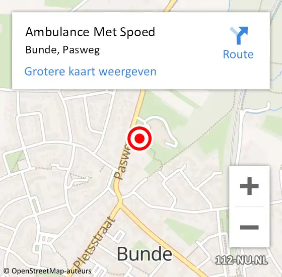 Locatie op kaart van de 112 melding: Ambulance Met Spoed Naar Bunde, Pasweg op 25 januari 2015 11:45