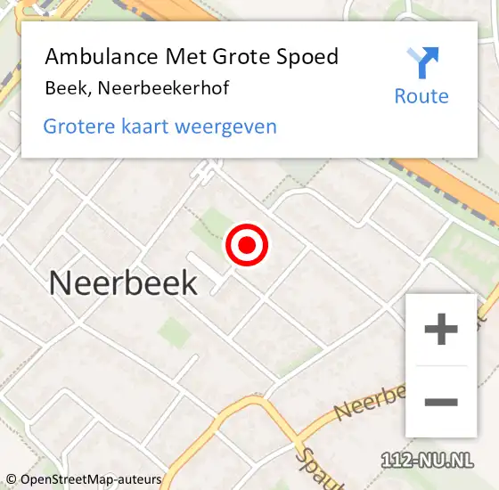 Locatie op kaart van de 112 melding: Ambulance Met Grote Spoed Naar Beek, Neerbeekerhof op 25 januari 2015 12:20