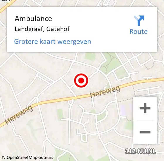 Locatie op kaart van de 112 melding: Ambulance Landgraaf, Gatehof op 25 januari 2015 12:34