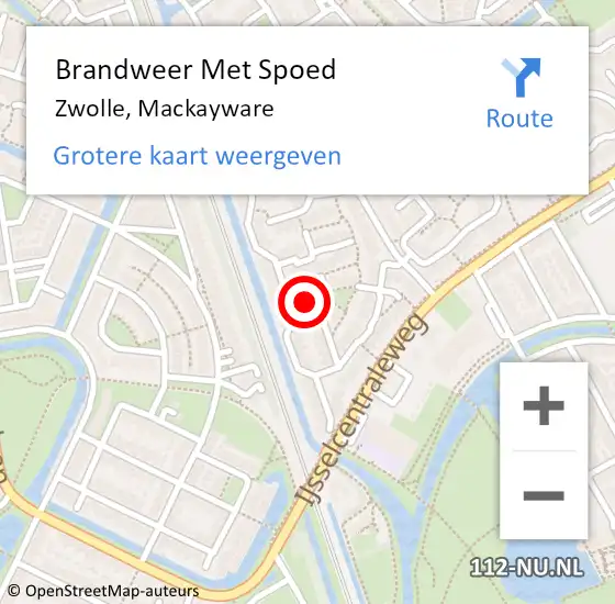 Locatie op kaart van de 112 melding: Brandweer Met Spoed Naar Zwolle, Mackayware op 28 oktober 2013 12:09