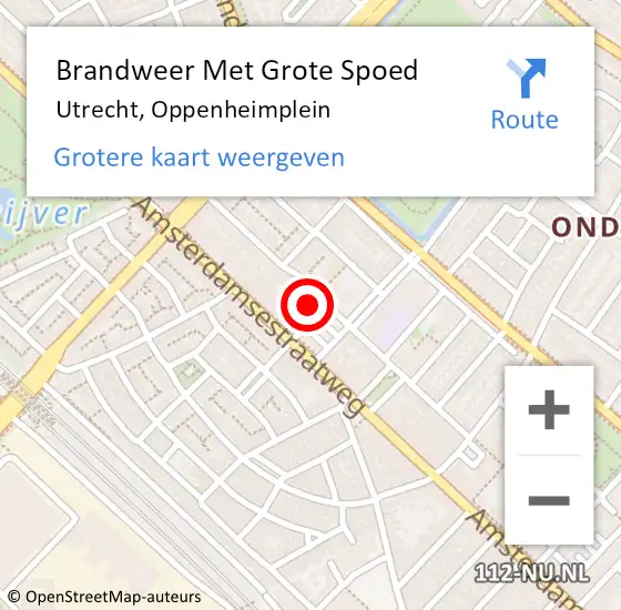 Locatie op kaart van de 112 melding: Brandweer Met Grote Spoed Naar Utrecht, Oppenheimplein op 25 januari 2015 13:48